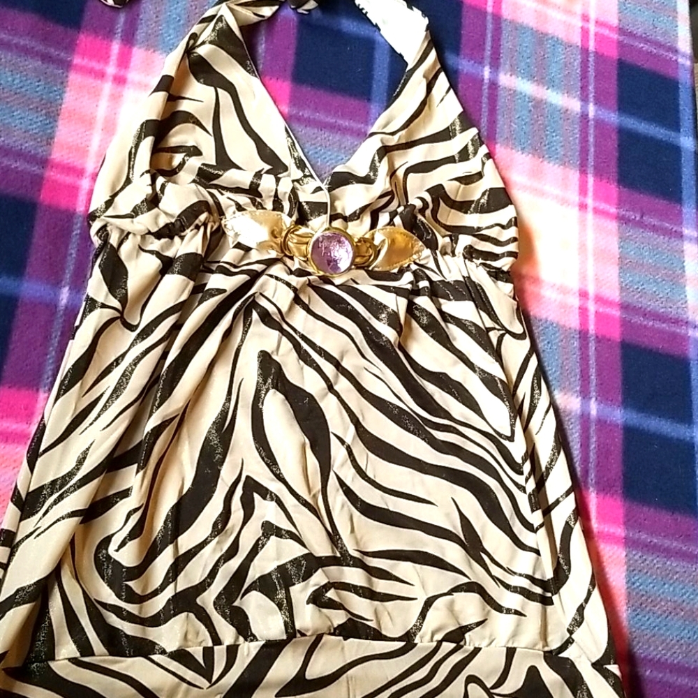 Sparkly tan and brown halter